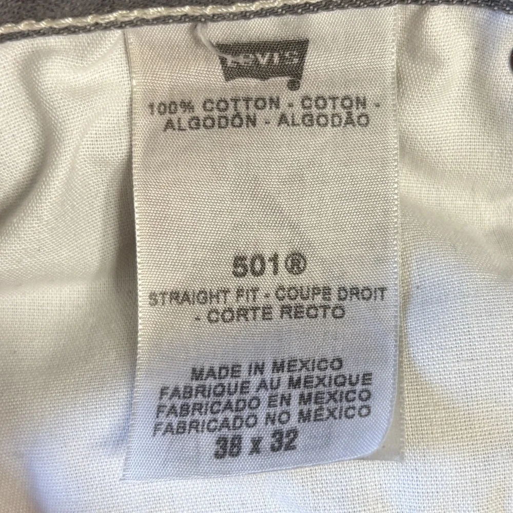 Vtg Y2K Levi's 501 Jeans Straight 38x32 Gray Button Fly Cotton Classic Grunge